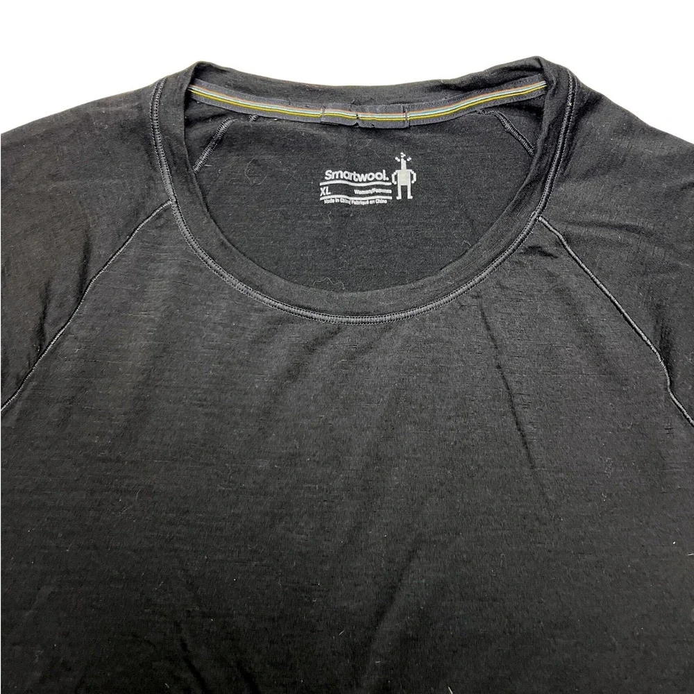 Smartwool Merino Wool Base Layer Top XL Black Long Sleeve EUC - Picture 2 of 7